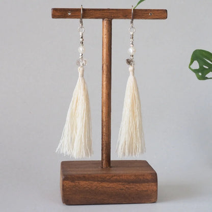 Wild Silk Earrings / Long / 生成り