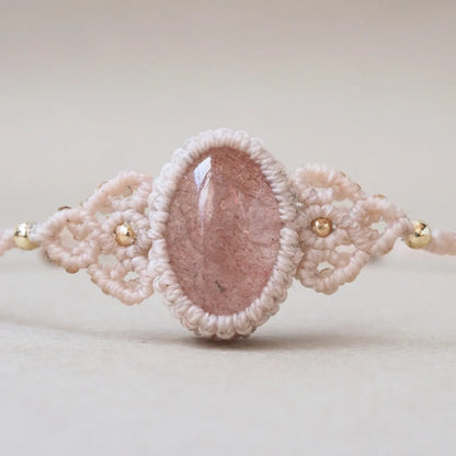 Pink Strawberry Quartz Bracelet