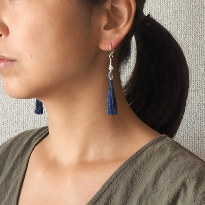 Wild Silk Earrings / Short / 藍