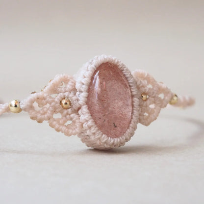 Pink Strawberry Quartz Bracelet